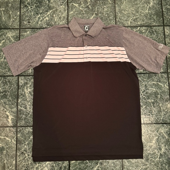 FJ Footjoy Men’s Striped‎ Block Polo - Picture 1 of 5